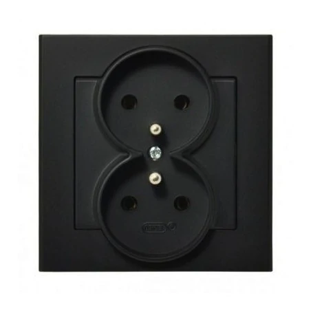 Gniazda-podwojne-podtynkowe - czarne gniazdo podwójne z uziemieniem gp-2rz/33 sonata ospel 