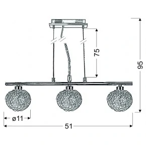 Lampy-sufitowe - lampa wisząca z trzema szklanymi kloszami w oplocie 3x40w g9 sphere 33-14023 candellux 