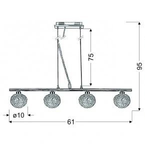 Lampy-sufitowe - oświetlenie sufitowe chromowo-szklane czteropunktowe 4x40w g9 wind 34-14092 candellux 