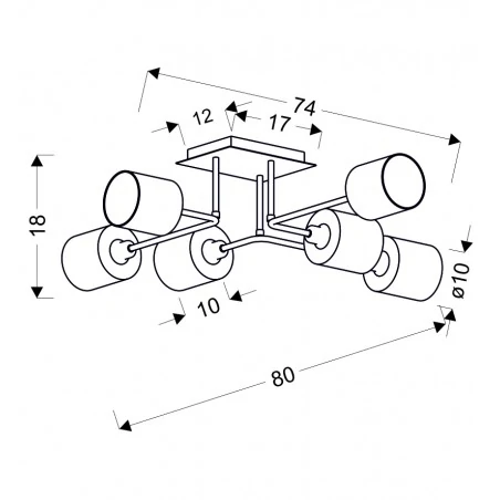 Lampy-sufitowe - oprawa sufitowa satynowa z tkaninowymi abażurami 6x40w e14 sax  36-70708 candellux 