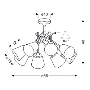 Lampy-sufitowe - oprawa sufitowa chromowa ze stożkowymi kloszami 8x40w e14 vox 38-70647 candellux 