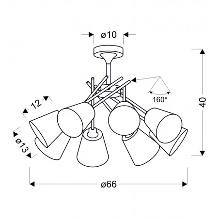 Lampy-sufitowe - oprawa sufitowa chromowa ze stożkowymi kloszami 8x40w e14 vox 38-70647 candellux 