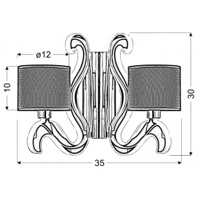 AMBROSIA 3 LAMPA KINKIET 2X40W E14 + 12,3W LED MIEDZIANY