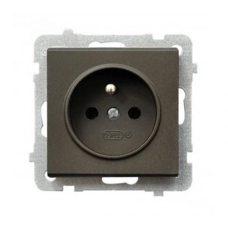 Gniazda-pojedyncze-podtynkowe - gniazdo wtyczkowe z uziemieniem pojedyncze czekoladowe sonata gp-1rz/m/40 ospel 