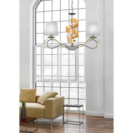 Lampy-sufitowe - lampa wisząca chromowo-złota 3x40w e14 denis 33-23421 candellux 