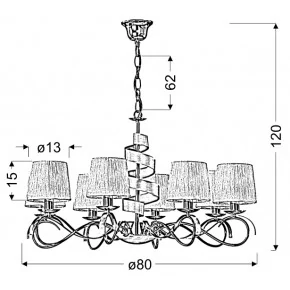 Oswietlenie - lampa wisząca regulowana chromowo-złota 8x40w e14 denis 38-23469 candellux 