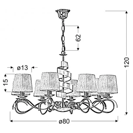 Oswietlenie - lampa wisząca regulowana chromowo-złota 8x40w e14 denis 38-23469 candellux 