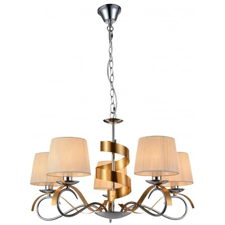 Lampy-sufitowe - lampa wisząca pięciopunktowa chromowo-złota 5x40w e14 denis 35-23445 candellux 