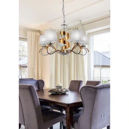 Lampy-sufitowe - lampa wisząca pięciopunktowa chromowo-złota 5x40w e14 denis 35-23445 candellux 