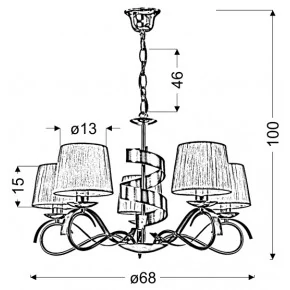 Lampy-sufitowe - lampa wisząca pięciopunktowa chromowo-złota 5x40w e14 denis 35-23445 candellux 