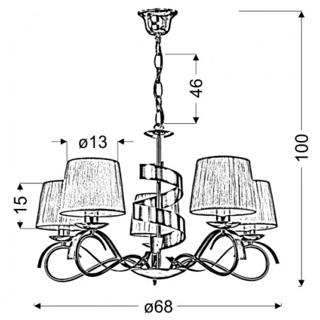 Lampy-sufitowe - lampa wisząca pięciopunktowa chromowo-złota 5x40w e14 denis 35-23445 candellux 