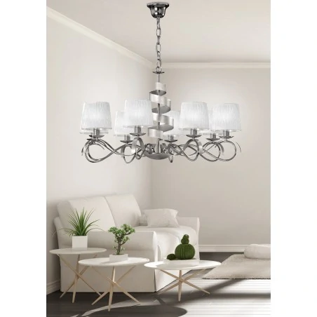 Lampy-sufitowe - chromowa lampa wisząca regulowana 8x40w e14 denis 38-23452 candellux 