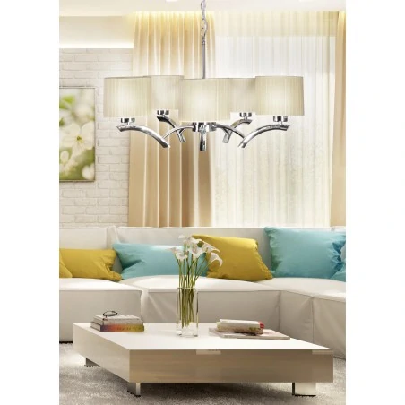 Lampy-sufitowe - oświetlenie wiszące kremowo-chromowe 5x60w e27 draga 35-04222 candellux 