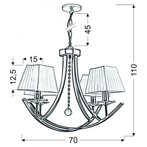 Lampy-sufitowe - lampa wisząca patynowa abażur z organzy 4x40w e14 valencia 34-84555 candellux 