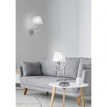 Lampki-nocne - lampa stołowa chromowa o białym abażurze 1x40w e14 h-45 valencia 41-84609 candellux 
