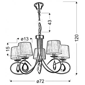 Lampy-sufitowe - oświetlenie wiszące pięciopunktowe chromowo-białe 5x40w e14 arnika 35-21687 candellux 