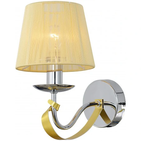 Kinkiety-do-salonu - diva lampa kinkiet z nitkowym abażurem złoto/chrom 21-55040 candellux 