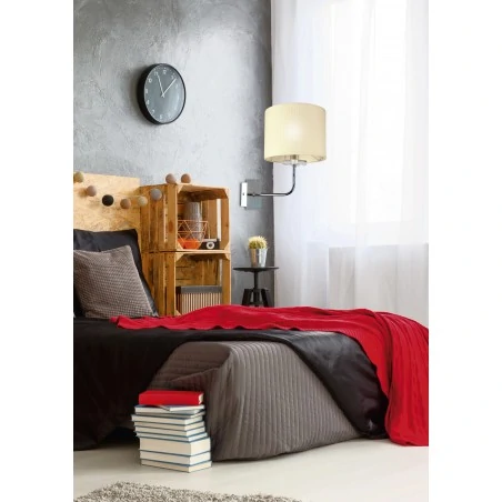 Kinkiety-do-salonu - kinkiet chromowy z tkaninowym abażurem 1x40w e14 estera 21-11473 candellux 