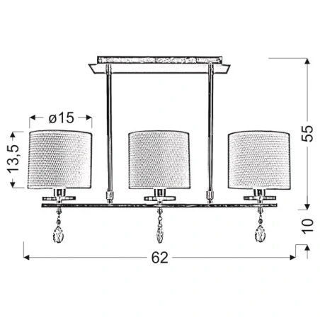 Lampy-sufitowe - elegancka lampa wisząca trzypunktowa chromowo-biała 3x40w e14 estera 33-11510 candellux 