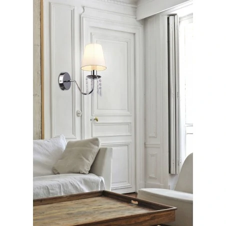 Kinkiety-do-salonu - kinkiet chromowo - beżowy z kryształkami 1x40w e14 ruti 21-58706 candellux 