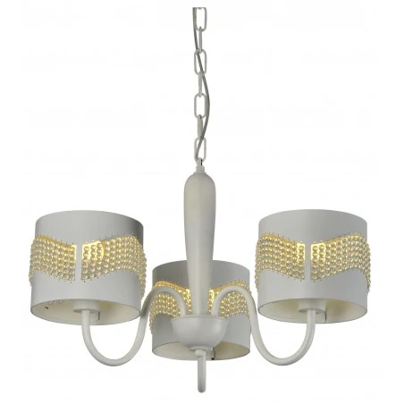 Lampy-sufitowe - lampa wisząca biała z koralikami 3x60w e27 antonio 33-22998 candellux 