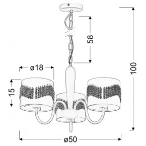 Lampy-sufitowe - lampa wisząca biała z koralikami 3x60w e27 antonio 33-22998 candellux 