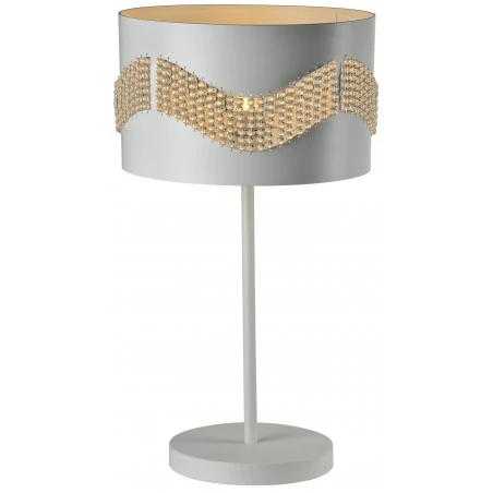 Lampki-nocne - lampa gabinetowa biała z koralikami h-56 1x60w e27 antonio 41-23018 candellux 