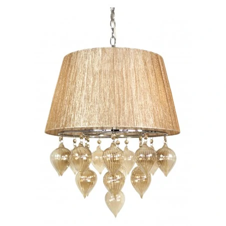 Lampy-sufitowe - lampa wisząca na łańcuchu szaro-beżowa 3x40w e14 elissa 33-04567 candellux 