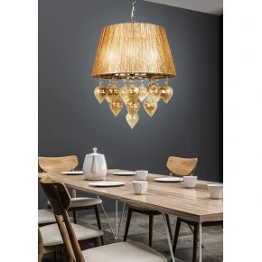 Lampy-sufitowe - lampa wisząca na łańcuchu szaro-beżowa 3x40w e14 elissa 33-04567 candellux 