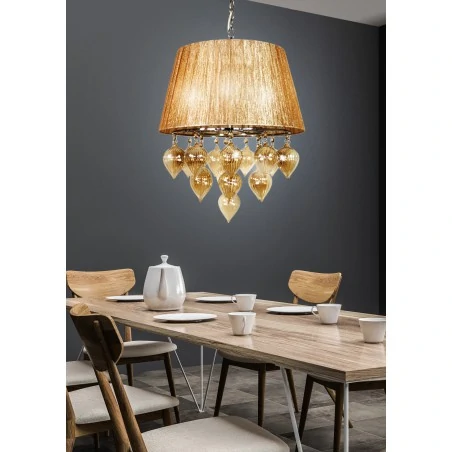 Lampy-sufitowe - lampa wisząca na łańcuchu szaro-beżowa 3x40w e14 elissa 33-04567 candellux 