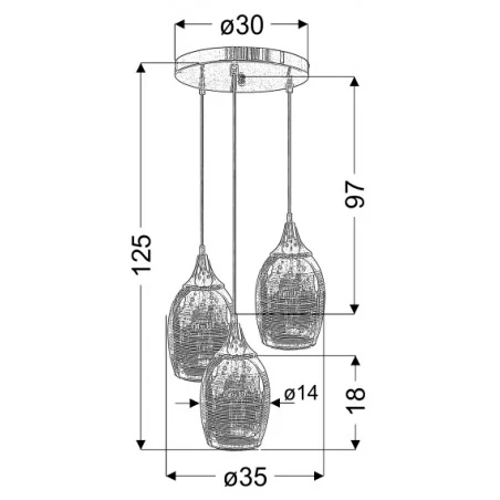 Lampy-sufitowe - lustrzana lampa potrójna chromowana marina 3x60w e27 33-60181 candellux 