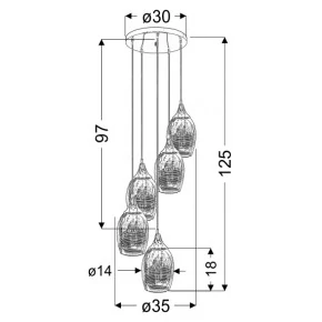 Lampy-sufitowe - chromowana lampa sufitowa lustrzana 5x60w e27 marina 35-60198 candellux 