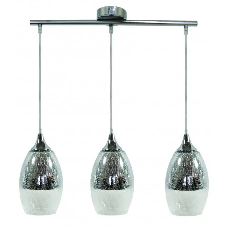 Lampy-sufitowe - srebrna lampa wisząca o efekcie pęknięć 3x60w e27 celie 33-51585 candellux 