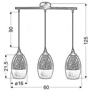 Lampy-sufitowe - srebrna lampa wisząca o efekcie pęknięć 3x60w e27 celie 33-51585 candellux 