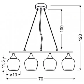 SIRIUS LAMPA WISZĄCA 4X60W E27 CHROM 3D