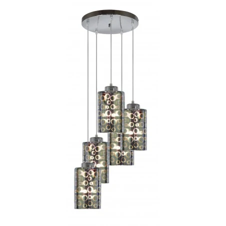 Lampy-sufitowe - pięciopunktowa lampa wisząca chromowa - talerz 5x40w e27 nocturno 35-57730 candellux 