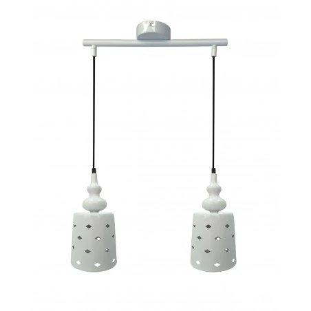 Lampy-sufitowe - lampa wisząca metalowa biało-czarna 2x60w e27 hamp 32-51929 candellux 