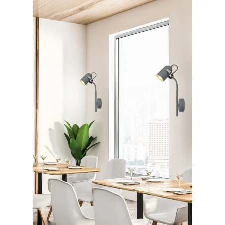 Kinkiety-do-salonu - kinkiet szary na wysięgniku 1x40w e14 gray 91-66527 candellux 