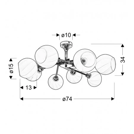 Lampy-sufitowe - ośmioramienna lampa wisząca biało-chromowa 8x40w e27 raul 38-72290 candellux 