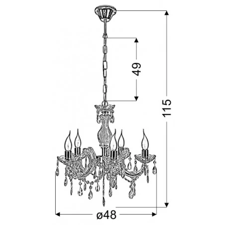 Lampy-sufitowe - wisząca lampa sufitowa w kolorze złotym 5x40w e14 maria teresa 35-94646 candelllux 