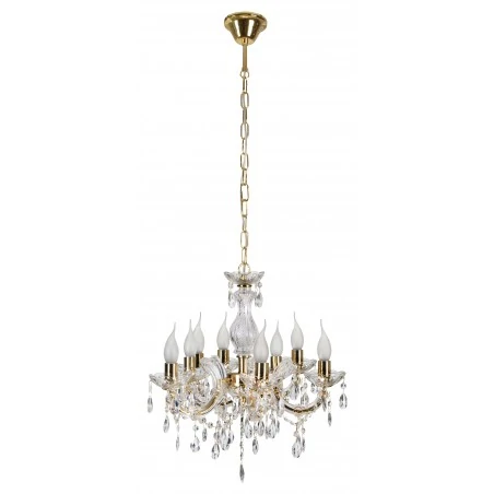 Lampy-sufitowe - lampa wisząca sufitowa złota+kryształki 8xe14 40w maria teresa 38-94653 candellux 