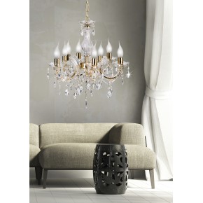 Lampy-sufitowe - lampa wisząca sufitowa złota+kryształki 8xe14 40w maria teresa 38-94653 candellux 
