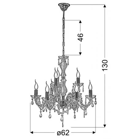 Lampy-sufitowe - lampa wisząca sufitowa złota+kryształki 8xe14 40w maria teresa 38-94653 candellux 