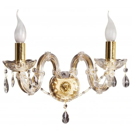 Kinkiety - kinkiet podwójny złoty z kryształami 2xe14 40w maria teresa 22-94592 candellux 