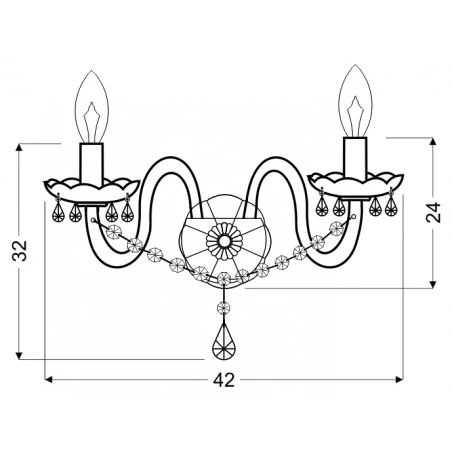 Kinkiety - kinkiet podwójny złoty z kryształami 2xe14 40w maria teresa 22-94592 candellux 