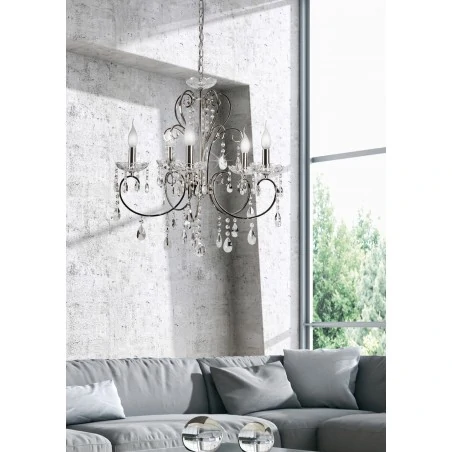 Strona-glowna - chromowana lampa wisząca z kryształkami 5*40w e14 aurora 35-96152 candellux 