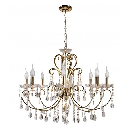 Lampy-sufitowe - złoty żyrandol z kryształkami 73cm 8xe14 aurora 38-98644 candellux 