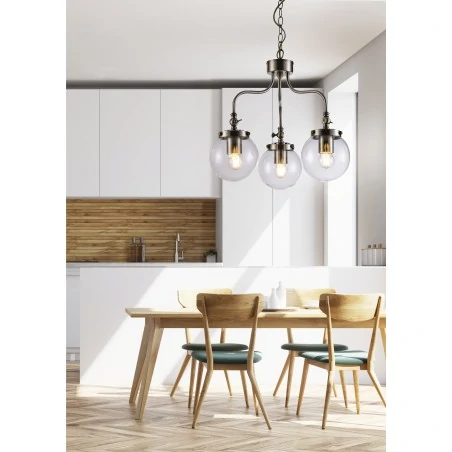 Lampy-sufitowe - lampa wisząca patynowa z trzema kulami 3x40w e27 ballet 33-70869 candellux 