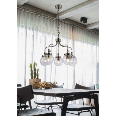 Oswietlenie-sufitowe - patynowa lampa wisząca z szklanymi abażurami 5x40w e27 ballet 35-70876 candellux 
