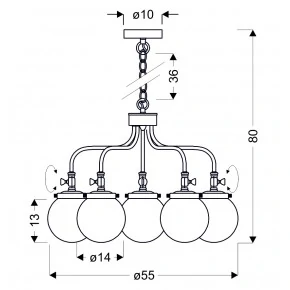 Oswietlenie-sufitowe - patynowa lampa wisząca z szklanymi abażurami 5x40w e27 ballet 35-70876 candellux 